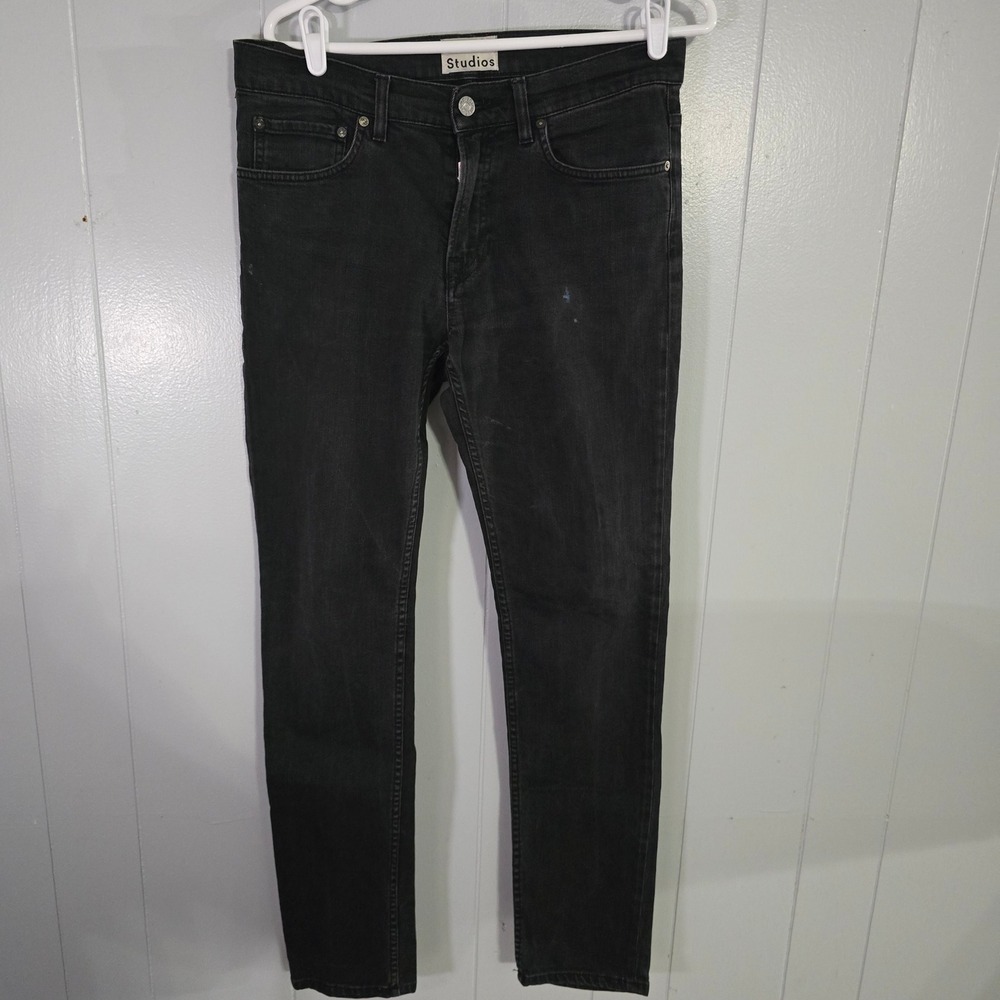 Acne Studios Ace Used Cash Jeans Mens 32x32 Black‎ Good Slim Fit Stretch Denim